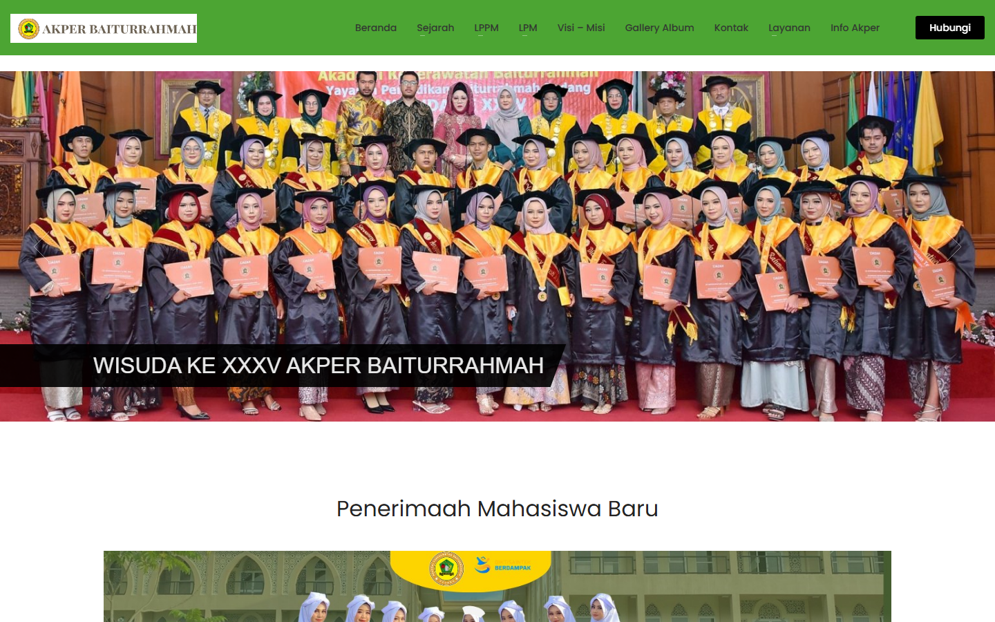 Screenshot website akperbaiturrahmah.ac.id