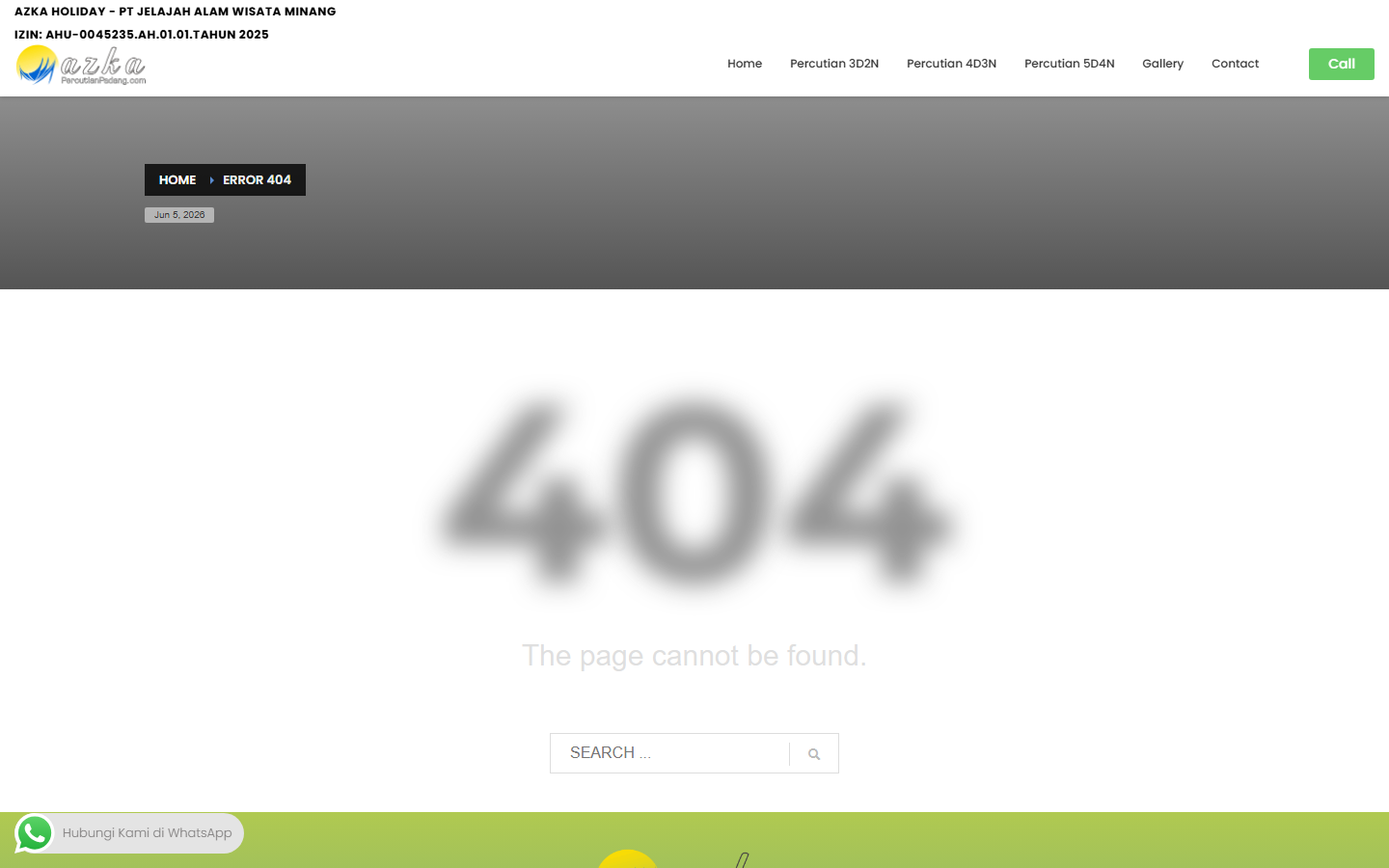 Screenshot website azkapercutianpadang.com