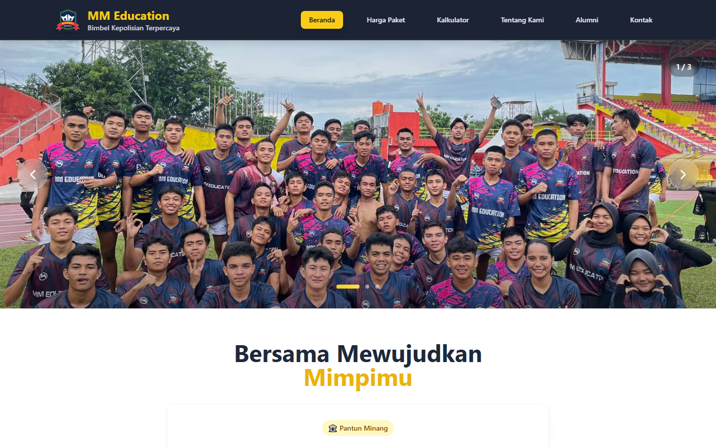 Screenshot website bimbelmmeducation.com