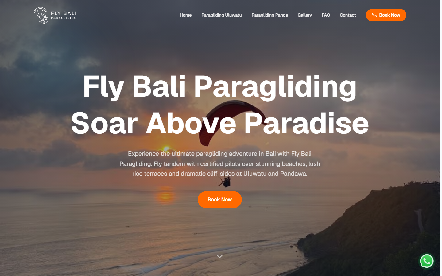 Screenshot website flybaliparagliding.com
