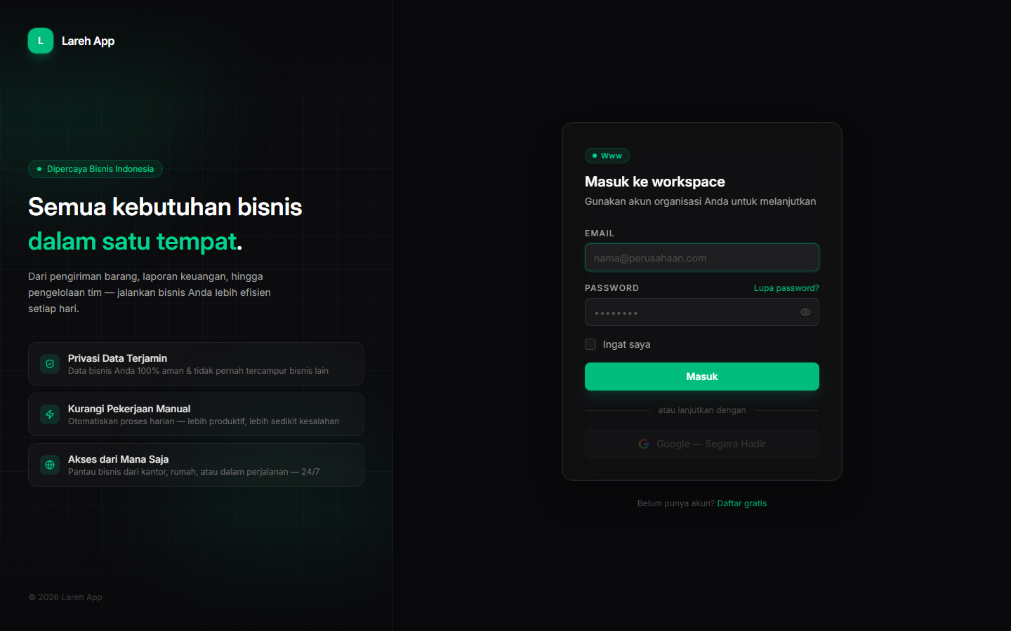 Screenshot website lareh.id