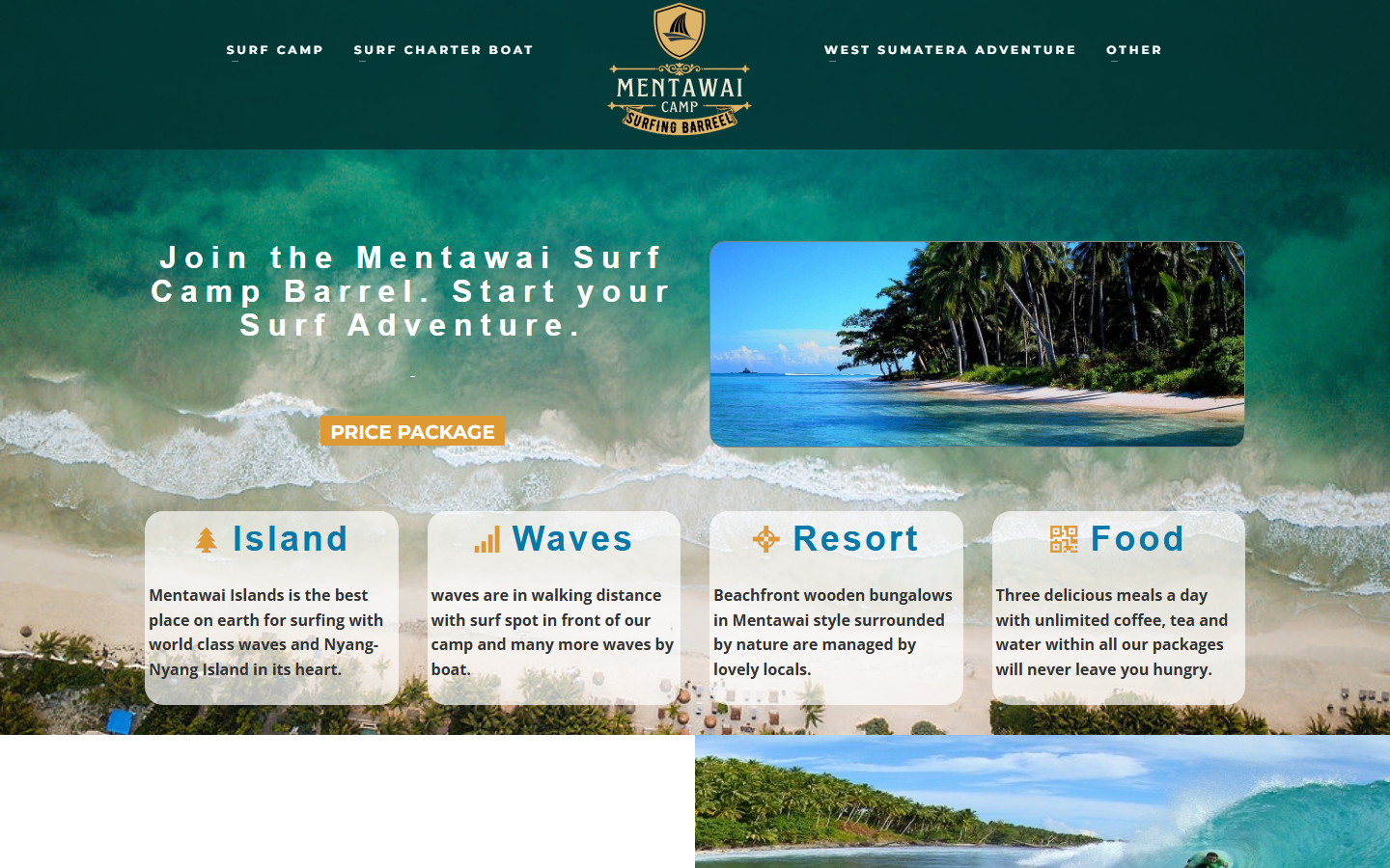 Screenshot website mentawai-surfingbarrels.com