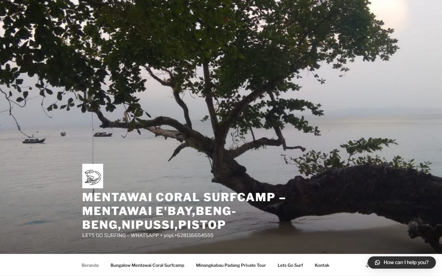 Screenshot website mentawaicoralsurfcamp.com