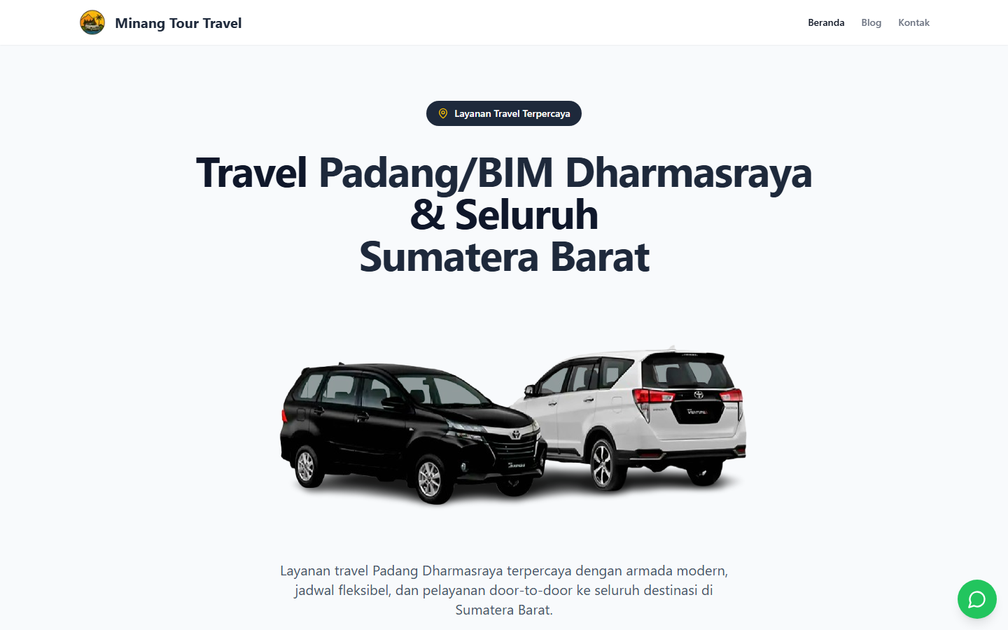 Screenshot website minangtourtravel.com