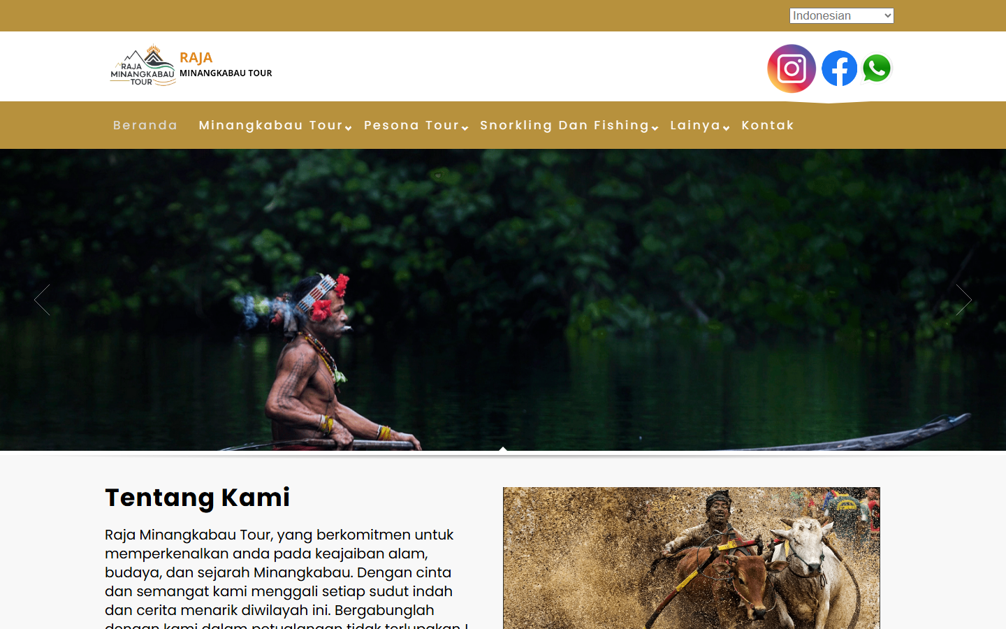 Screenshot website rajaminangkabautrip.com