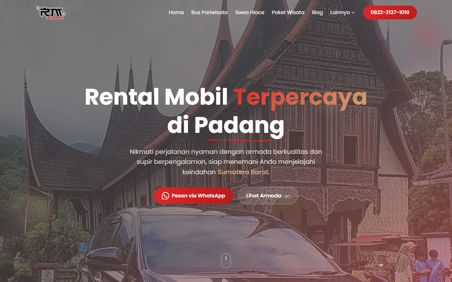 Screenshot website rentalmobilpadangrm.com