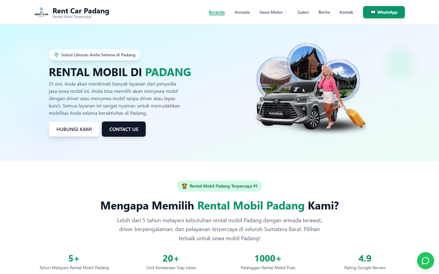 Screenshot website rentcarpadang.com
