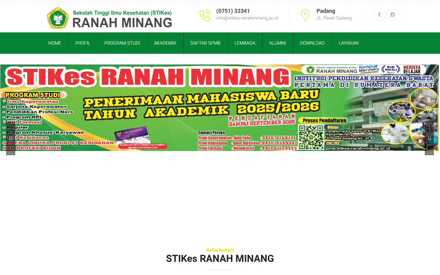 Screenshot website stikes-ranahminang.ac.id