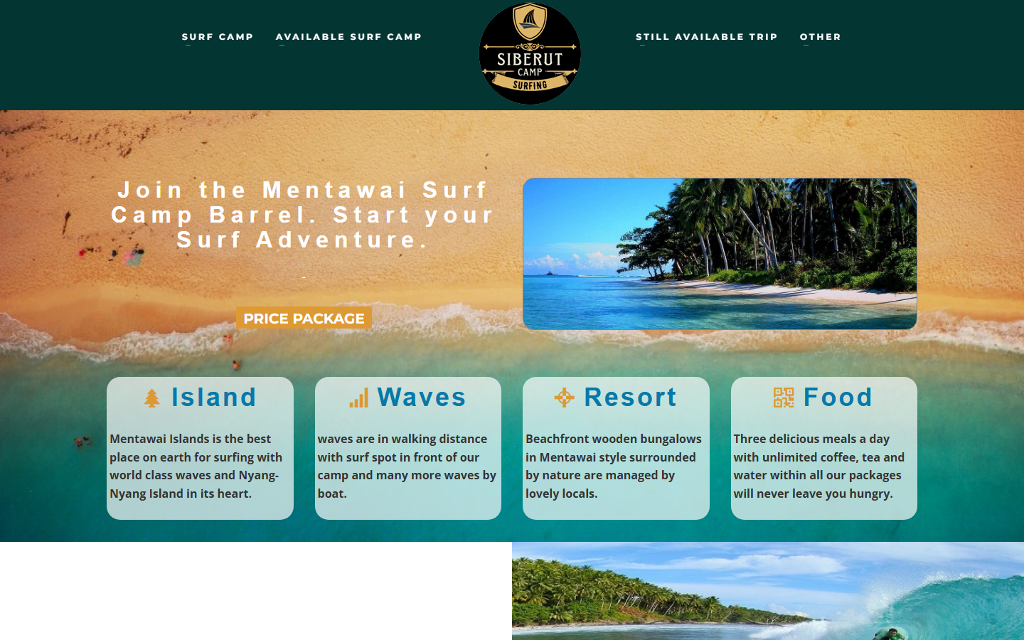 Screenshot website surfcampsiberut.com