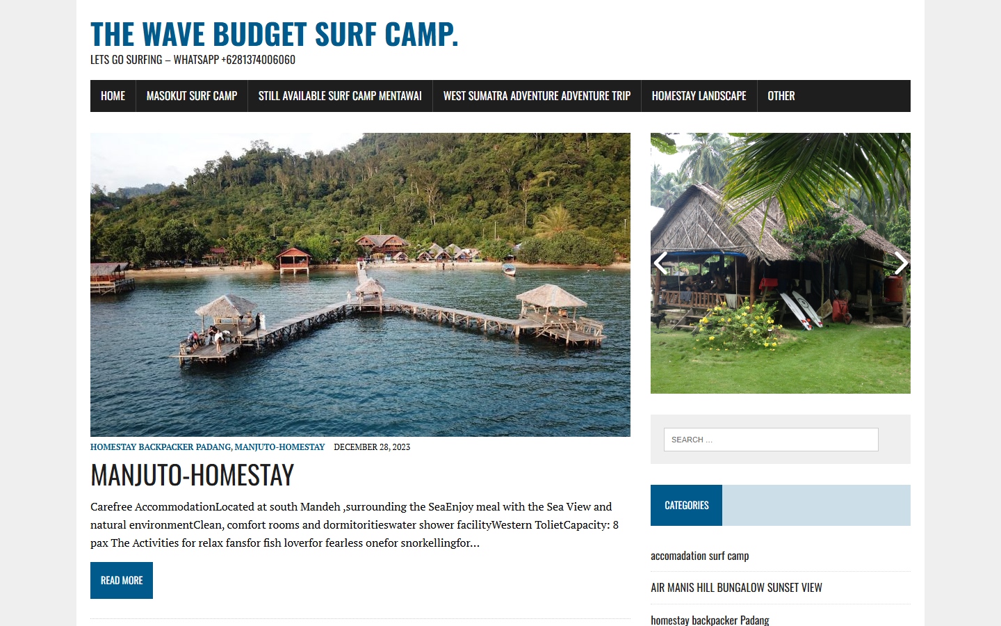 Screenshot website surfcampsiberut.net